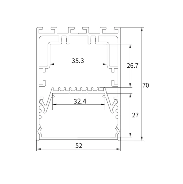 LED Aluminium Profil 52 x 70mm
