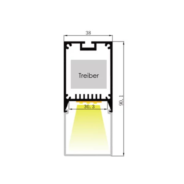LED Aluminium Profil 38 x 90mm